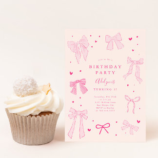 Coquette Bow Pink Geburtstagsparty Einladung