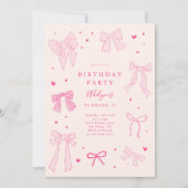 Coquette Bow Pink Geburtstagsparty Einladung (Vorderseite)