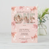 Coquette Bow Pink Girls Just wanna First Birthday Einladung (Stehend Vorderseite)