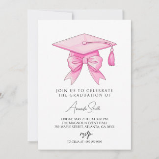Coquette Bow Pink Graduation Einladung
