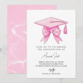 Coquette Bow Pink Graduation Einladung (Vorne/Hinten)