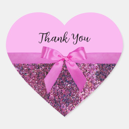 Coquette Bow & Pink Lila Glitzer Name Herz-Aufkleber (Vorderseite)