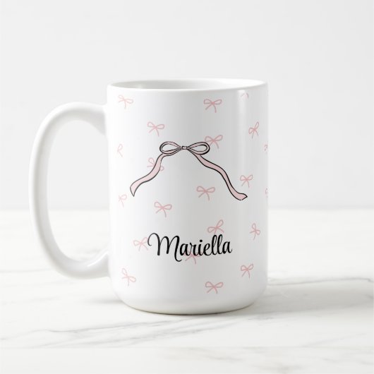 Coquette Bow Pink Personal Name Cup Coffee Mug Kaffeetasse (Links)