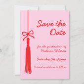 Coquette Bow Pink & Red Class von 2025 Abschluss Save The Date (Vorderseite)
