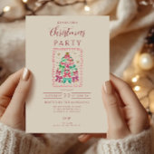 Coquette Bow Pink Tree Christmas Einladung