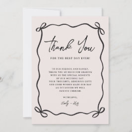 Coquette Bow Pink Wedding Photo Dankeskarte