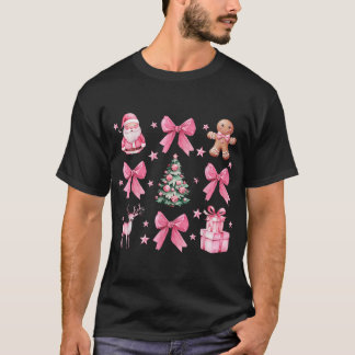 Coquette Bow Pink Weihnachtsbaum Santa Gingerbrot T-Shirt