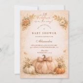 Coquette Bow Pumpkin Fall Baby Shower Einladung (Vorderseite)