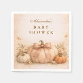 Coquette Bow Pumpkin Fall Baby Shower Serviette (Vorderseite)