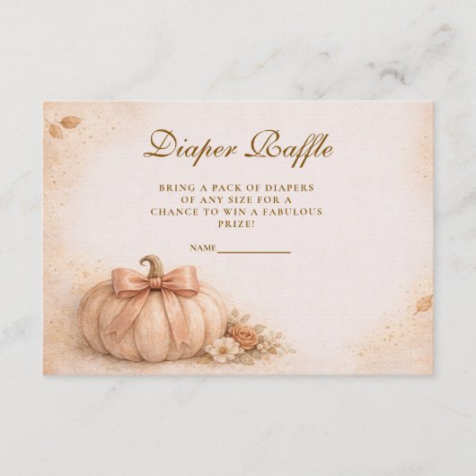 Coquette Bow Pumpkin Fall Diapper Raffle Begleitkarte (Vorderseite)