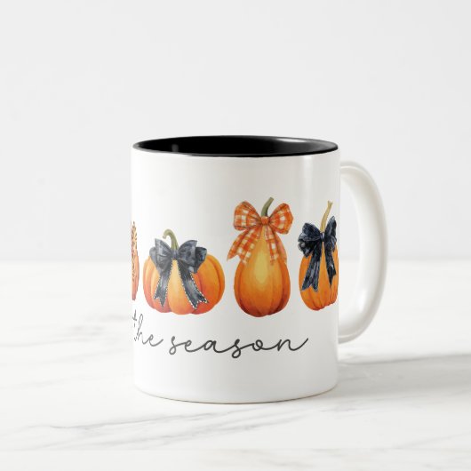 Coquette Bow Pumpkin Fall Erntedank Zweifarbige Tasse (VorderseiteRechts)