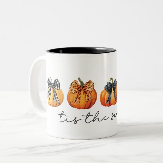 Coquette Bow Pumpkin Fall Erntedank Zweifarbige Tasse (Vorderseite Links)