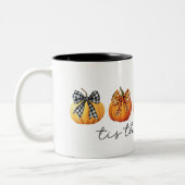 Coquette Bow Pumpkin Fall Erntedank Zweifarbige Tasse (Links)