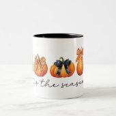 Coquette Bow Pumpkin Fall Erntedank Zweifarbige Tasse (Mittel)