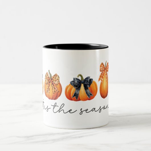 Coquette Bow Pumpkin Fall Erntedank Zweifarbige Tasse (Mittel)