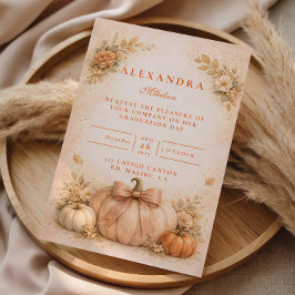 Coquette Bow Pumpkin Fall Graduation Einladung