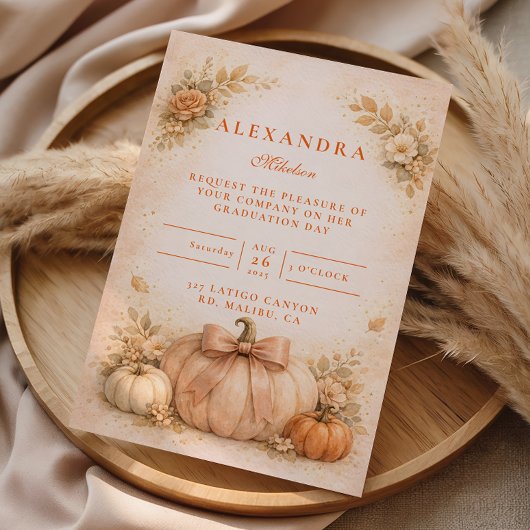 Coquette Bow Pumpkin Fall Graduation Einladung