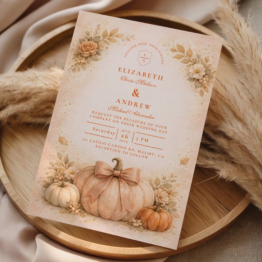 Coquette Bow Pumpkin Fall Wedding Einladung