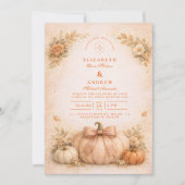 Coquette Bow Pumpkin Fall Wedding Einladung (Vorderseite)