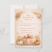Coquette Bow Pumpkin Fall Wedding RSVP Karte (Vorderseite)