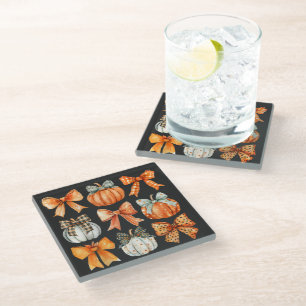 Coquette Bow Pumpkin Saison Erntedank Herbst Glasuntersetzer