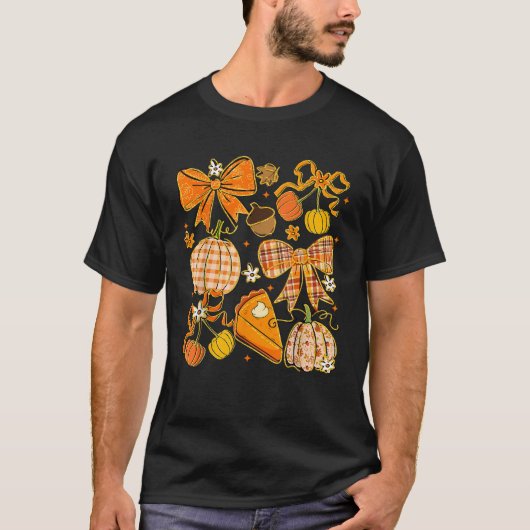 Coquette Bow Pumpkin Saison Herbst Herbstlaub als T-Shirt (Vorderseite)