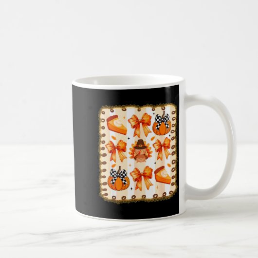 Coquette Bow Pumpkin Season Thanksgiving Autumn Fa Kaffeetasse (Rechts)