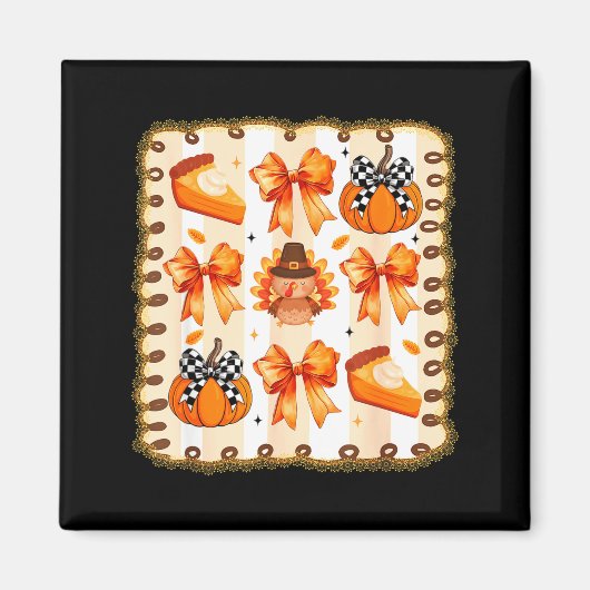 Coquette Bow Pumpkin Season Thanksgiving Autumn Fa Magnet (Vorne)