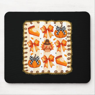 Coquette Bow Pumpkin Season Thanksgiving Autumn Fa Mousepad