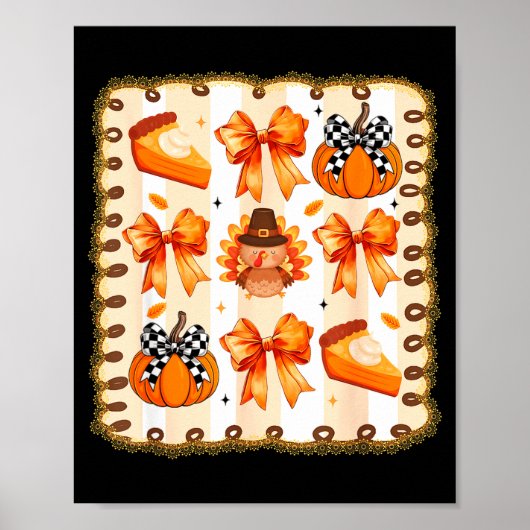 Coquette Bow Pumpkin Season Thanksgiving Autumn Fa Poster (Vorne)