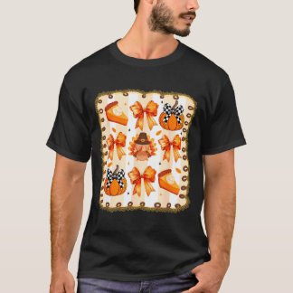 Coquette Bow Pumpkin Season Thanksgiving Autumn Fa T-Shirt