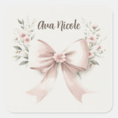 Coquette Bow Quadratischer Aufkleber (Vorderseite)