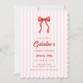 Coquette Bow Red Pink Galentine's Party Einladung (Vorderseite)