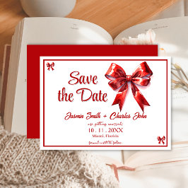 Coquette Bow Red Wedding Save the Date Einladung
