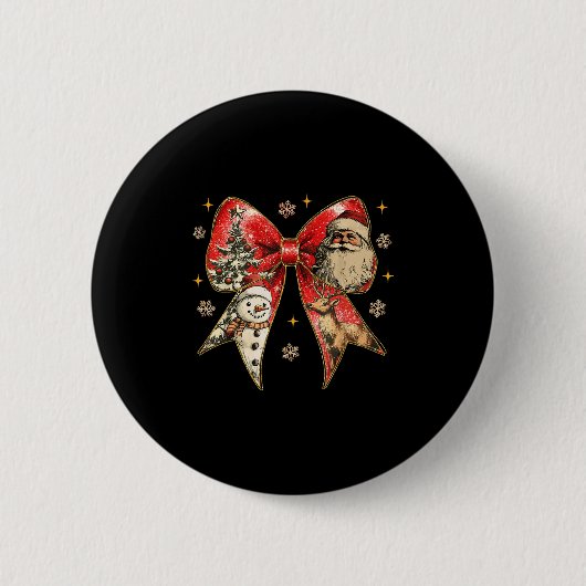 Coquette Bow Reindeer Santa Snowman Weihnachten We Button (Vorderseite)