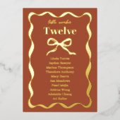 Coquette Bow Retro Hochzeitskartentafel Folieneinladung (Vorderseite)