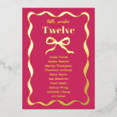 Coquette Bow Retro Hochzeitskartentafel Folieneinladung (Vorderseite)