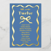 Coquette Bow Retro Hochzeitskartentafel Folieneinladung (Vorderseite)