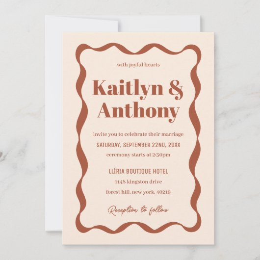 Coquette Bow Retro Wedding Einladung (Vorderseite)