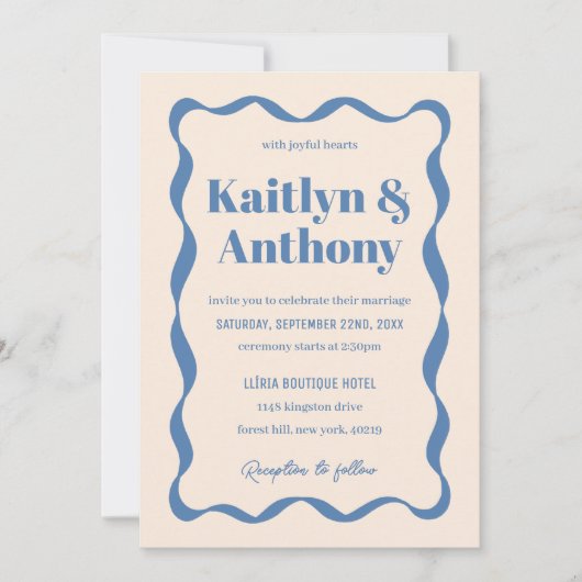 Coquette Bow Retro Wedding Einladung (Vorderseite)