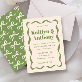 Coquette Bow Retro Wedding Einladung