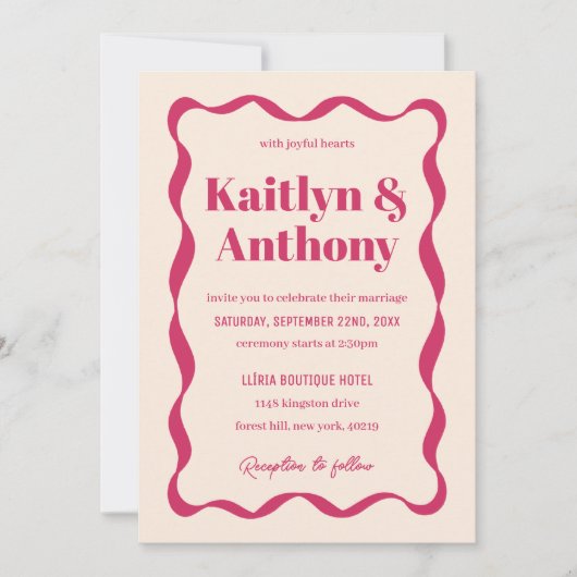 Coquette Bow Retro Wedding Einladung (Vorderseite)