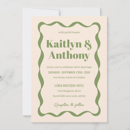 Coquette Bow Retro Wedding Einladung (Vorderseite)