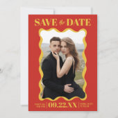 Coquette Bow Retro Wedding Foto Save The Date (Vorderseite)