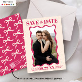 Coquette Bow Retro Wedding Foto Save The Date