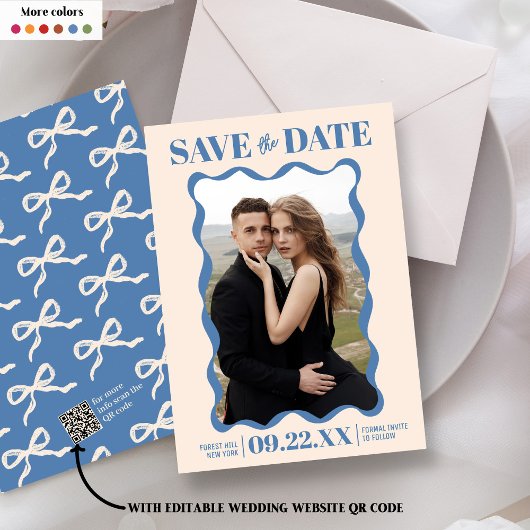 Coquette Bow Retro Wedding Foto Save The Date