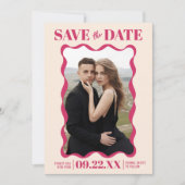 Coquette Bow Retro Wedding Foto Save The Date (Vorderseite)
