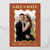 Coquette Bow Retro Wedding Foto Save the Date Folieneinladung (Vorderseite)