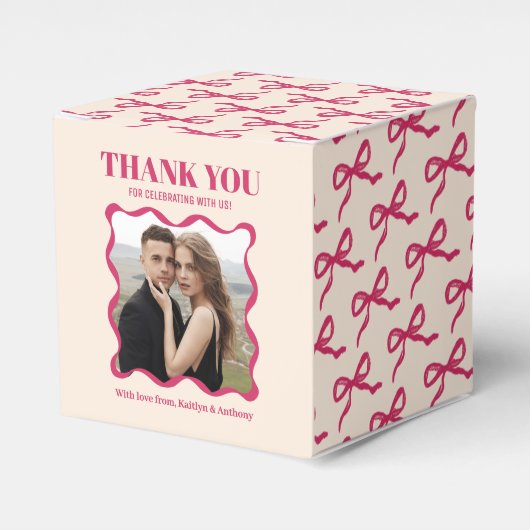 Coquette Bow Retro Wedding Geschenkschachtel (Vorderseite)
