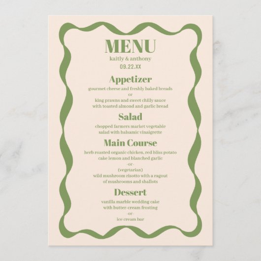Coquette Bow Retro Wedding Menükarte (Vorderseite)